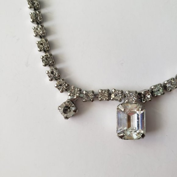 VTG Crystal Dangle Choker Style Necklace - Picture 4 of 6
